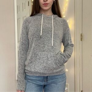 Grey and White Hooded Top